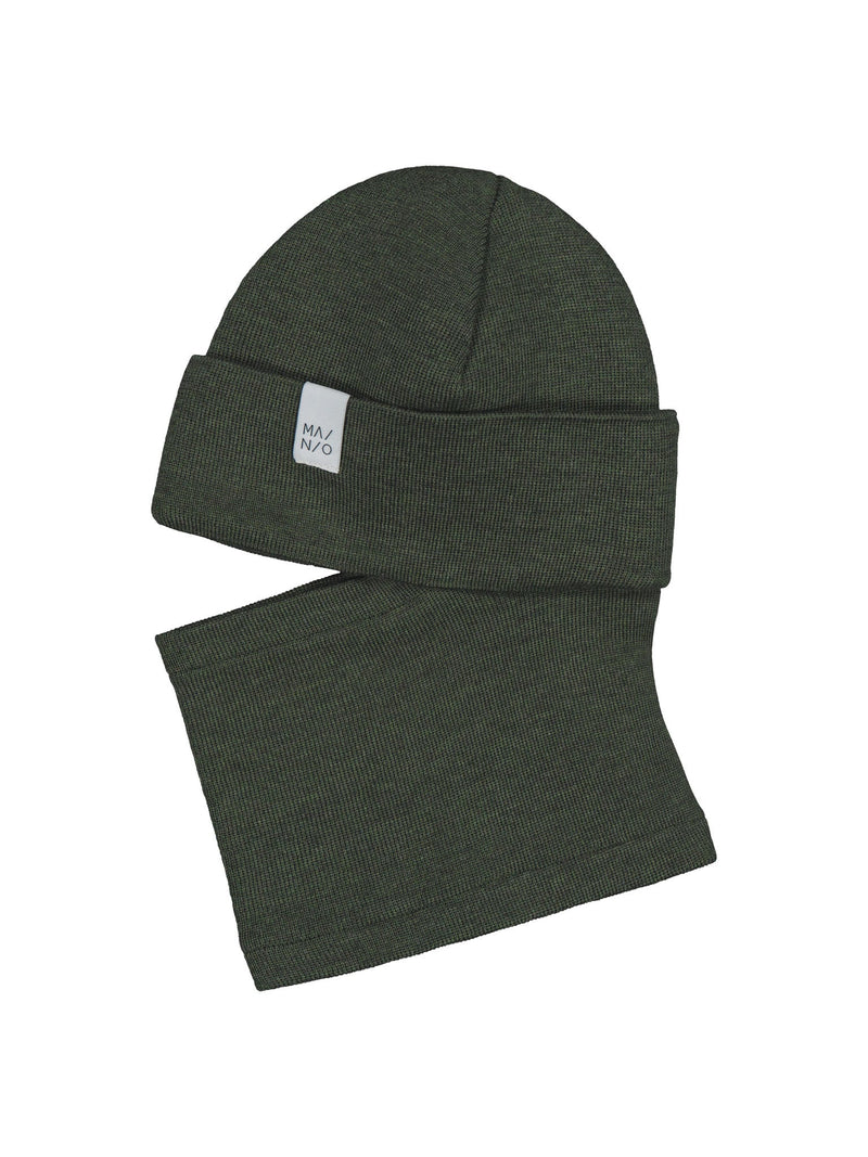 Fisherman merino balaclava, Forest Green