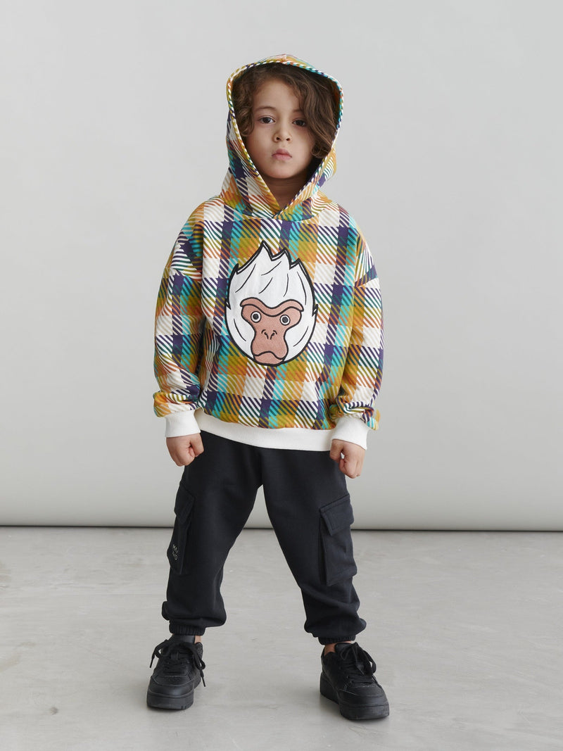 Plaid Snow Monkey Hoodie